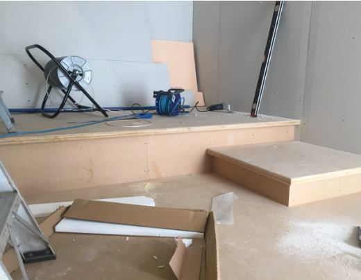 Floor construction works on cinema room
